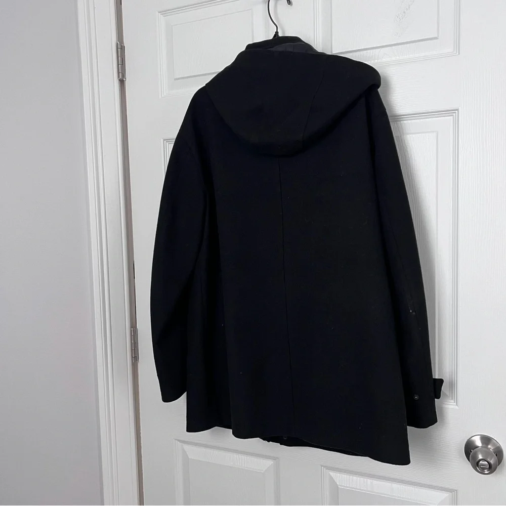 DKNY Men's Sleek Black Overcoat Top Coat Wool Blend